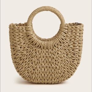 Woven Satchel Bag With Ring Handle